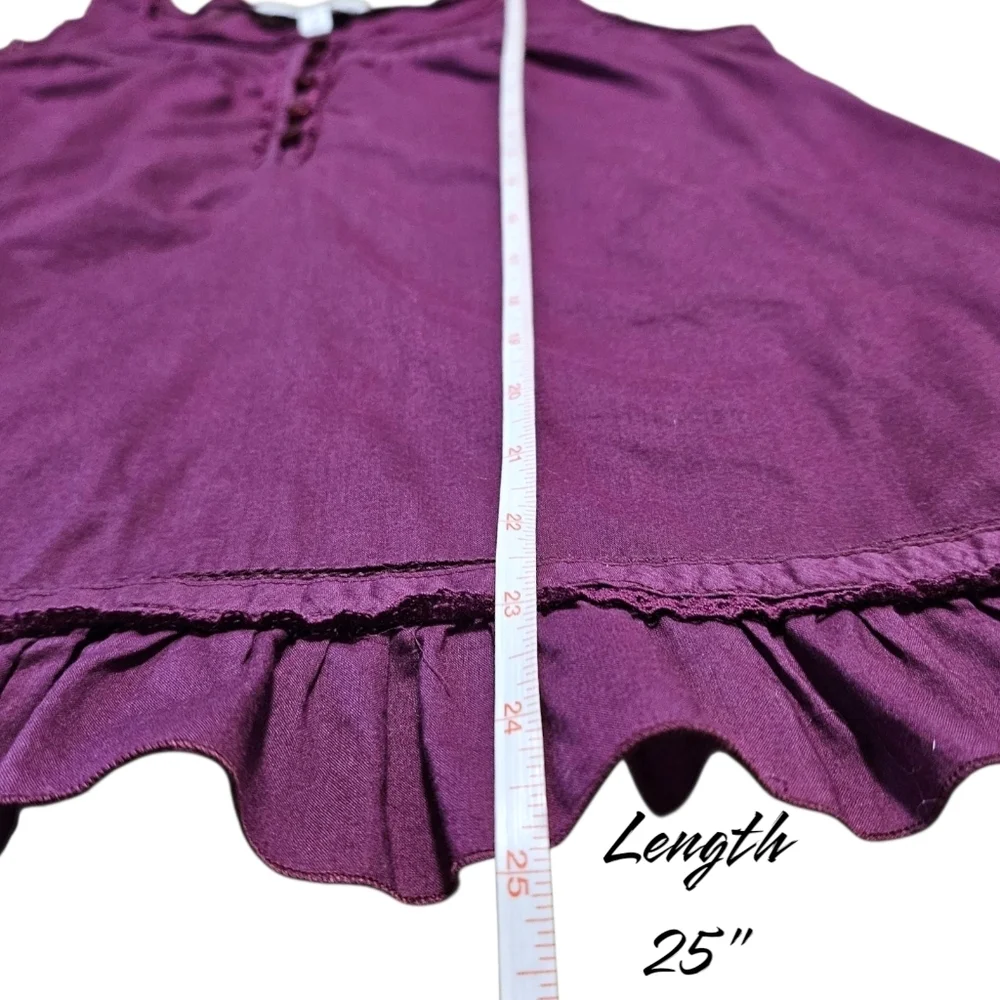 AEO Purple Ruffle Hem Tank Top Sz 4 Crochet Trim Boho Cottagecore 100% Cotton - Picture 12 of 12